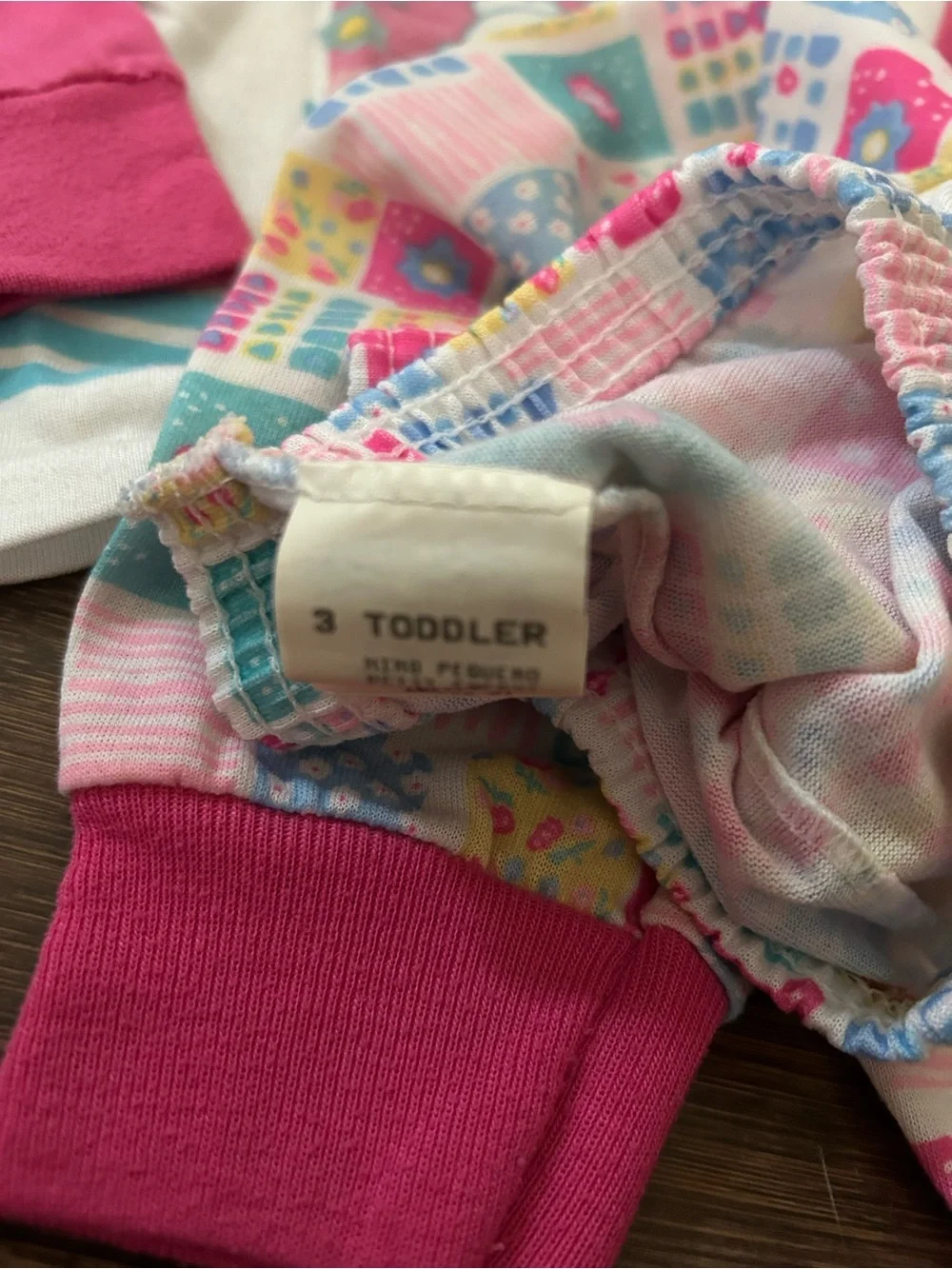Vintage Fisher-Price Bunny Pajama Set Girls 3T Patchwork Pink USA Toddler 2 Pc